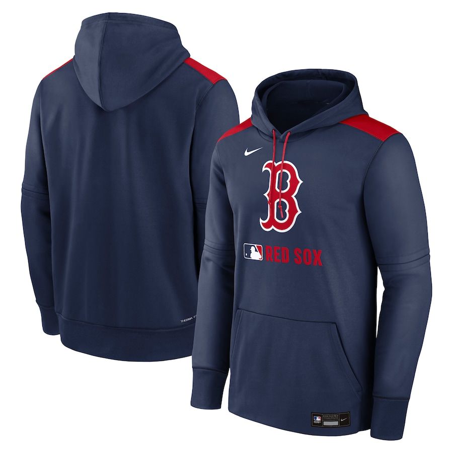 Men 2025 MLB Boston Red Sox blue Nike hoodie style 1